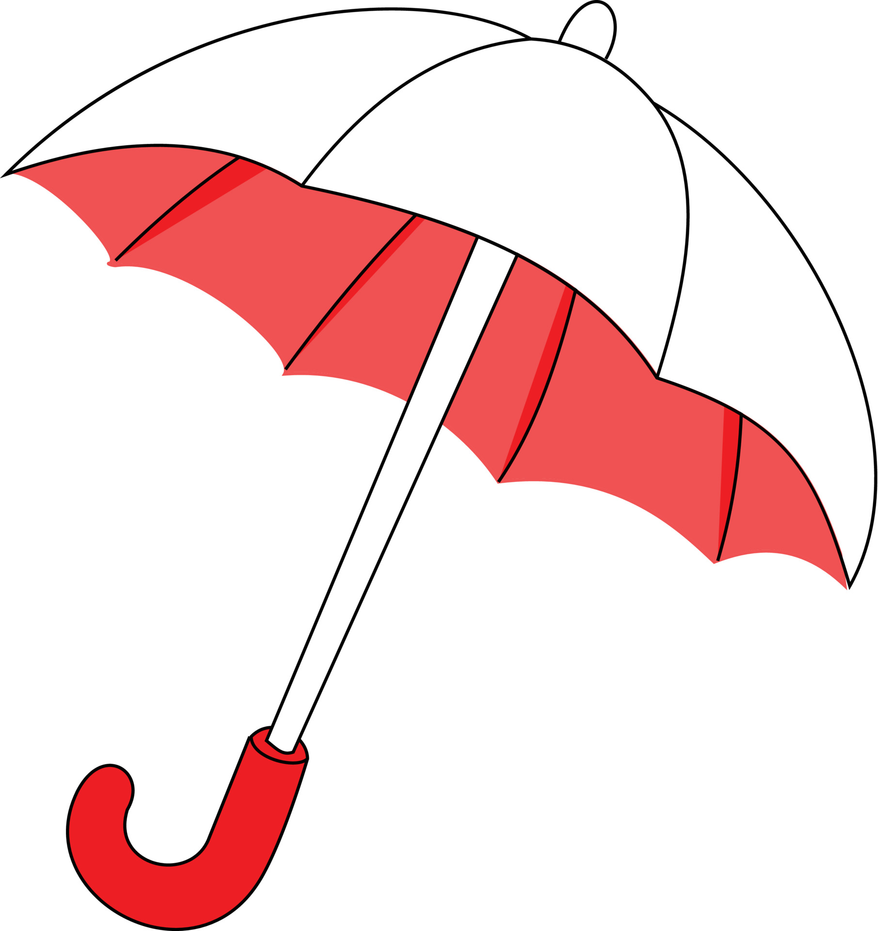 A red umbrella, tilted 45 degrees to the right, the universal symbol for sex worker rights